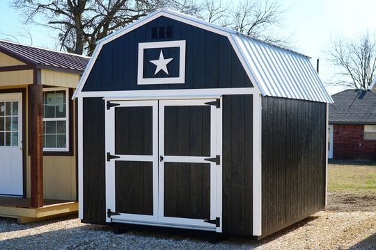 Lelands black lofted barn shed